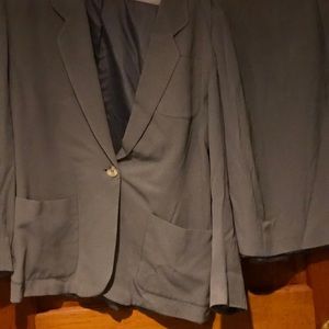 Suit, 2 piece, jacket and skirt, light blue,